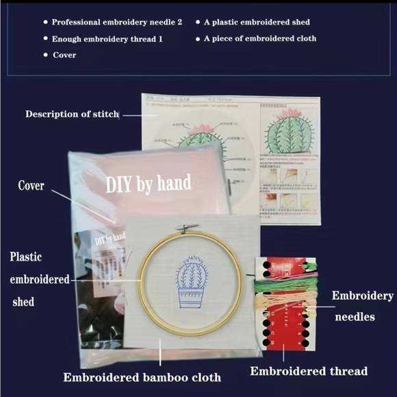 Cross stitch Embroidery Complete Kit - Yellow Flowers - Picture 3 of 3